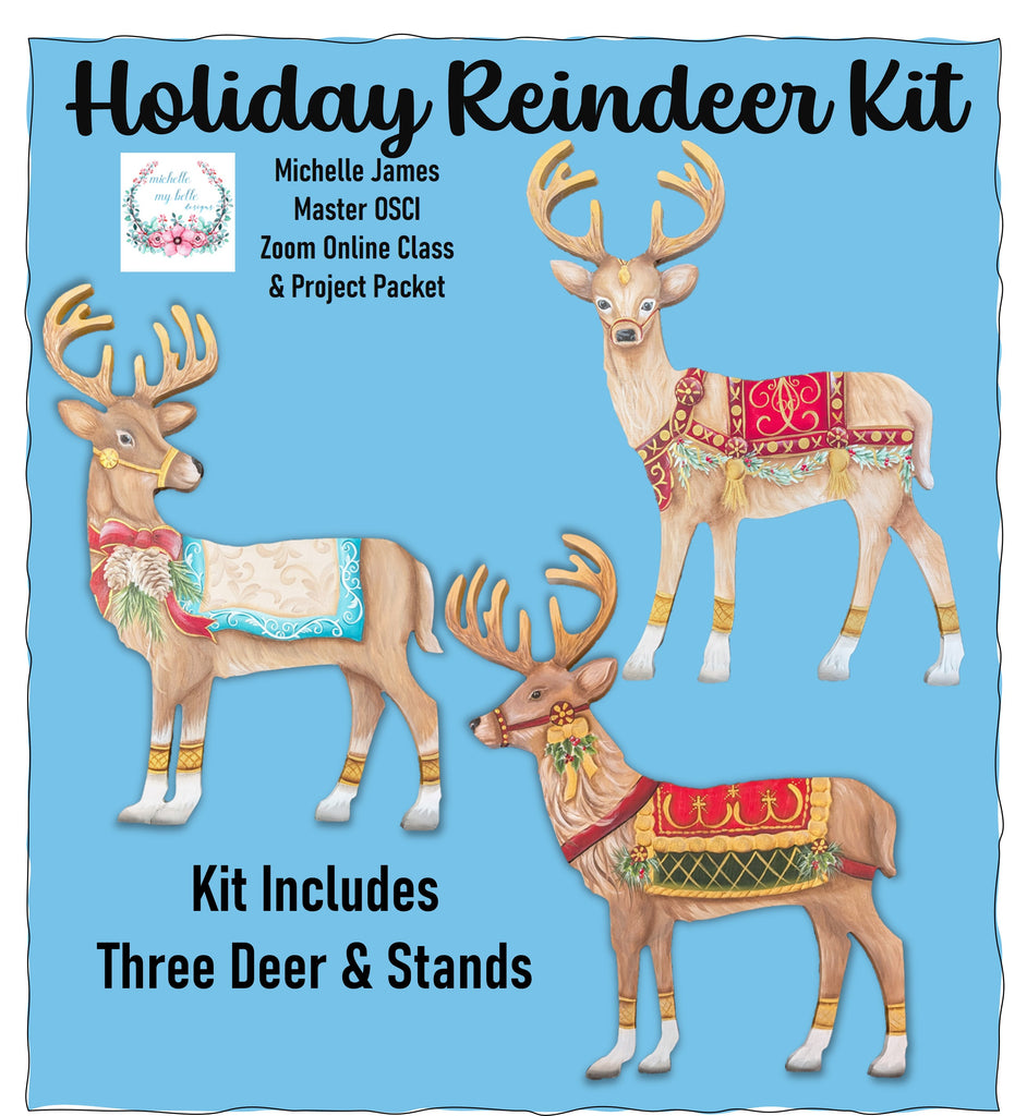 Holiday Reindeer KIT set of 3 deer with stands