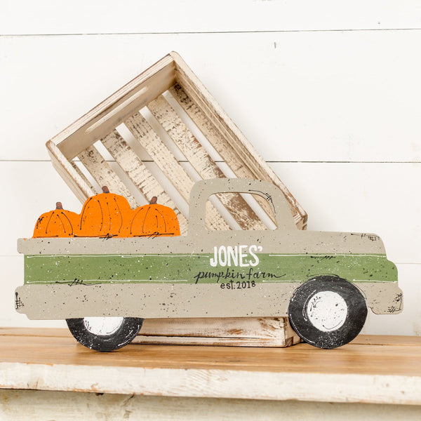 20 in. Vintage Pumpkin Truck