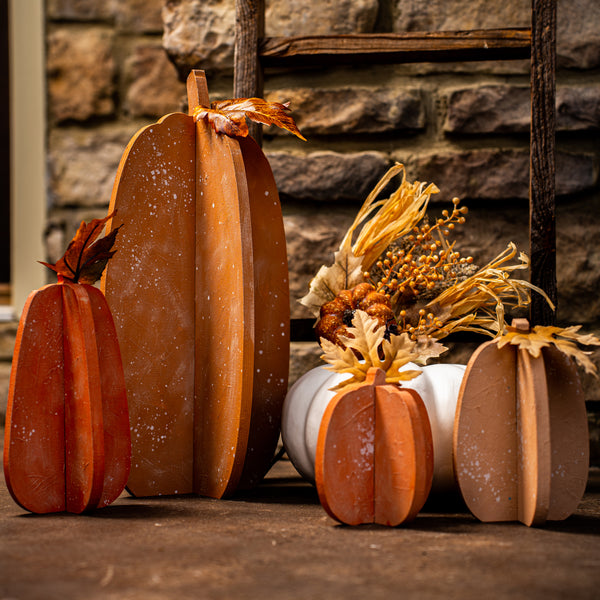 17 in. Unfinished Slotted Wooden Pumpkins