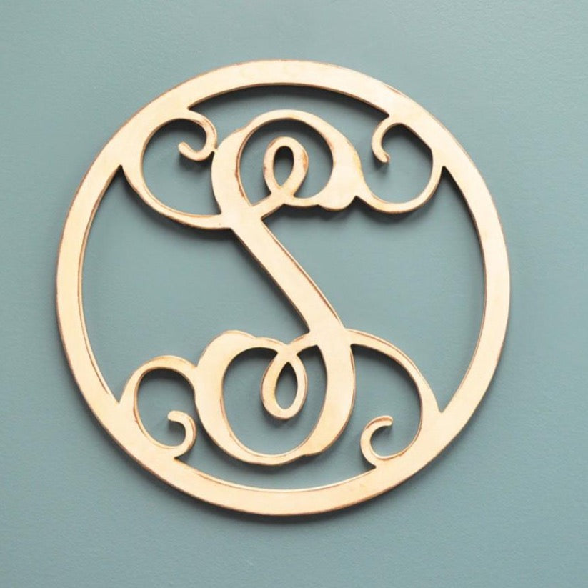  22 Circle Vine Unfinished Wood Letter Monogram A (Sizes  12-30)