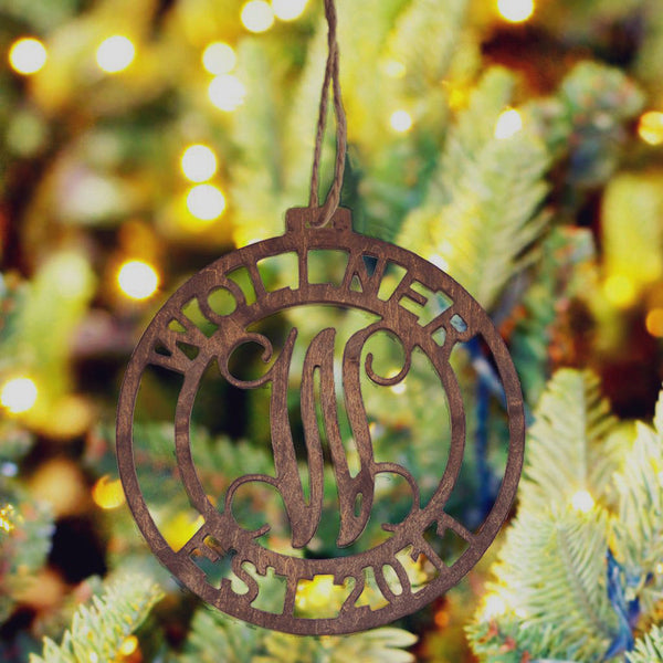 Laser Ornament - EST Family Monogram